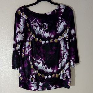 AB Studio Jeweled Cut Out Blouse Top Shirt